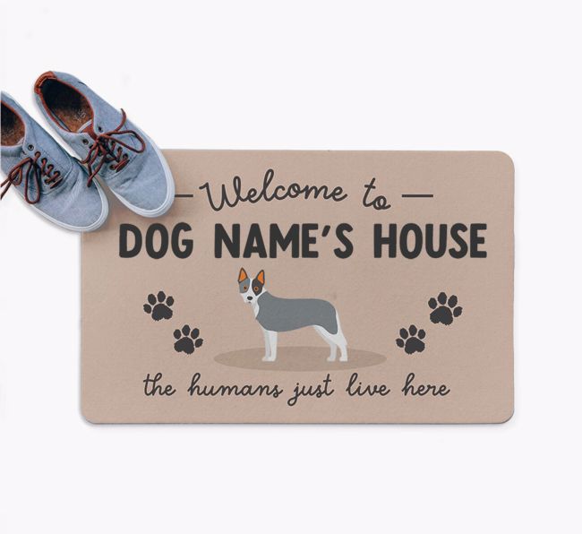 The Humans Just Live Here: Personalised {breedFullName} Doormat